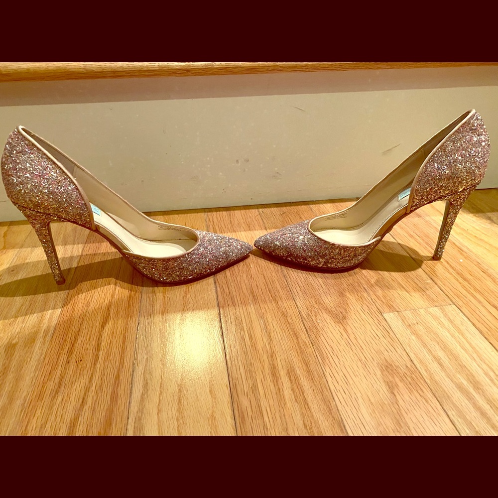 Betsy Johnson rose gold sparkle heels